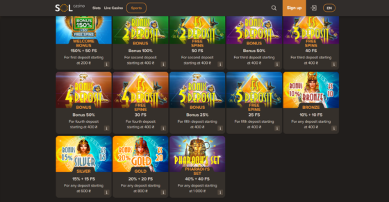Бонуси казино Sol