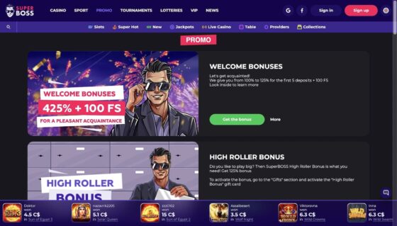 Бонуси казино Superboss